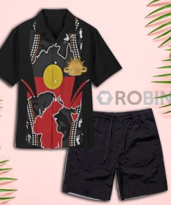 Anzac Day Australian Map Aboriginal Art Hawaiian Shirt and Shorts Anzac Day Australian Map Aboriginal Art Hawaiian Shirt and Shorts