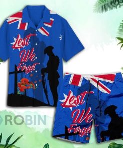 Anzac Day Beach Tropical Hawaiian Shirt and Shorts Anzac Day Beach Tropical Hawaiian Shirt and Shorts