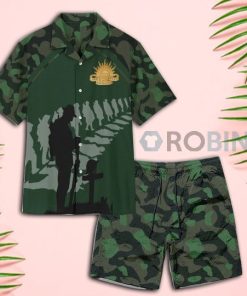 Anzac Day Green Camouflage Hawaiian Shirt and Shorts
