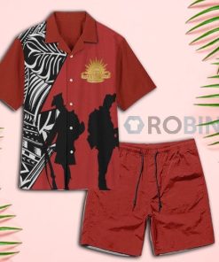 Anzac Day The Army Australian Red Hawaiian Shirt and Shorts
