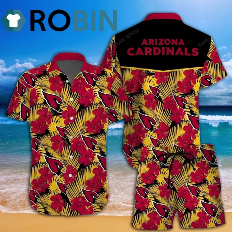 Arizona Cardinals Nfl Black Red Hawaiian Shirt Shorts