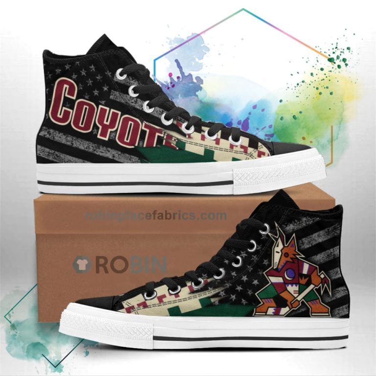 Arizona Coyotes High Top Shoes Custom American Flag Sneakers