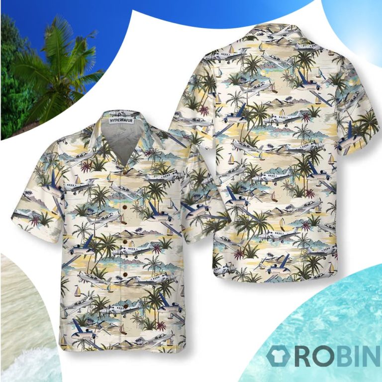 Army Aviation Aircraft Tropical Pattern Hawaiian Shirt