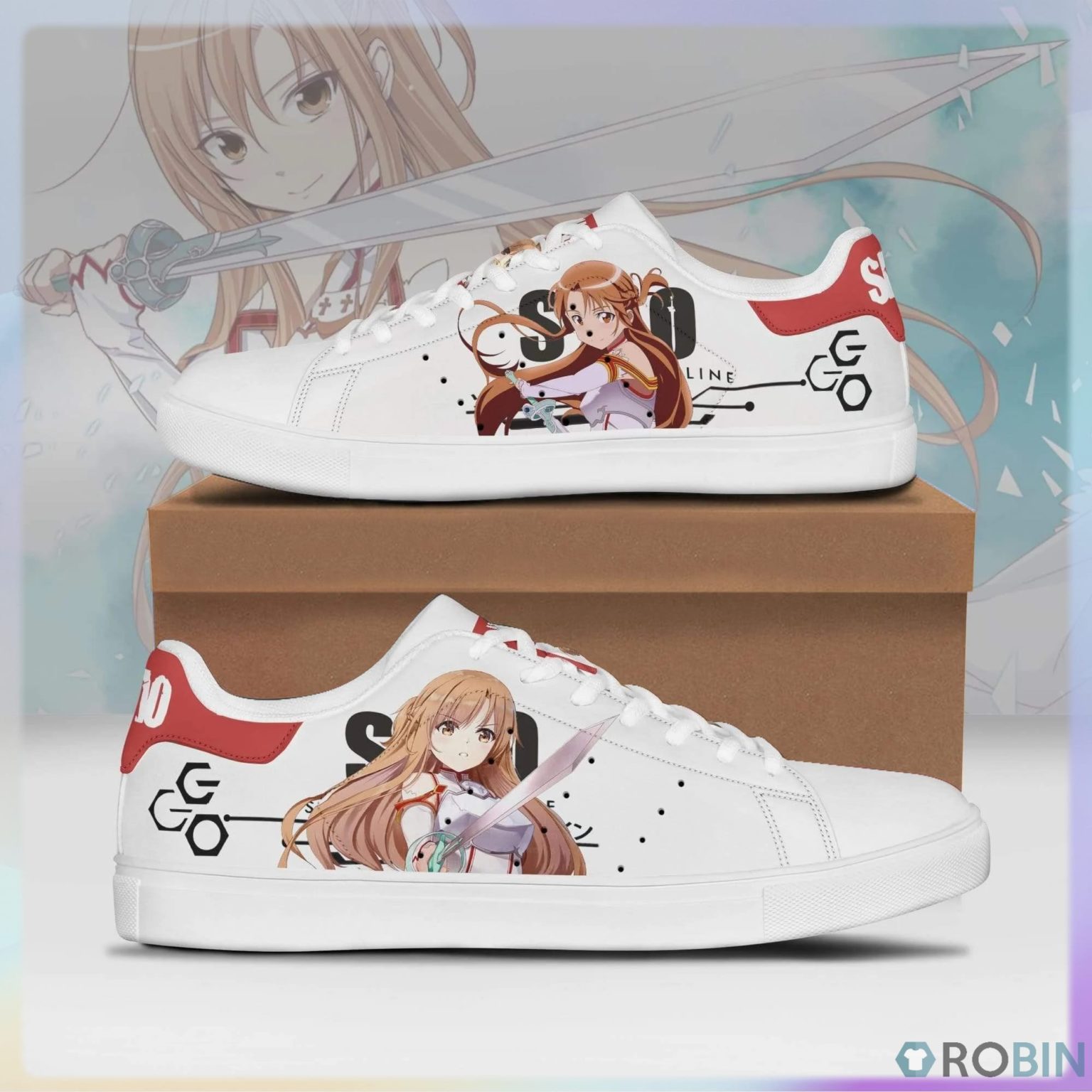 Asuna Yuuki Sneakers Custom Sword Art Online Anime Skateboard Shoes ...