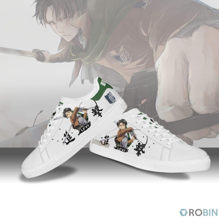 Attack On Titan Shoes Levi Ackerman Skateboard Custom Anime Sneakers