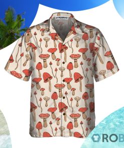 Autumn Mushrooms Hawaiian Shirt Short Sleeve Mushtroom Shirt