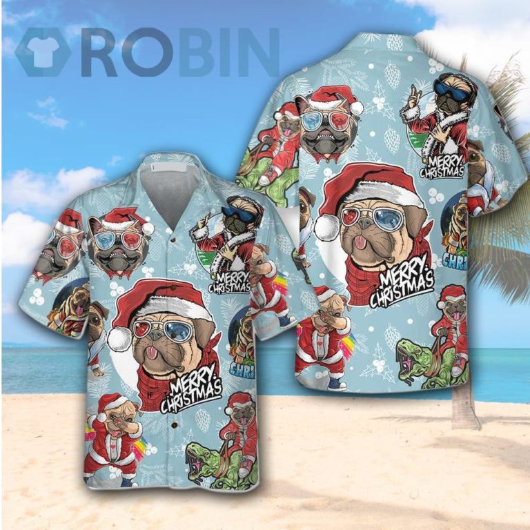 Awesome Xmas Pug Party Christmas Pug Hawaiian Shirt