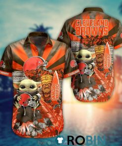 Baby Yoda Cleveland Browns Nfl Hawaiian Shirt And Shorts