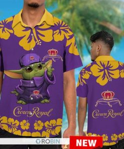 Baby Yoda Crown Royal Hibiscus Hawaiian Shirt