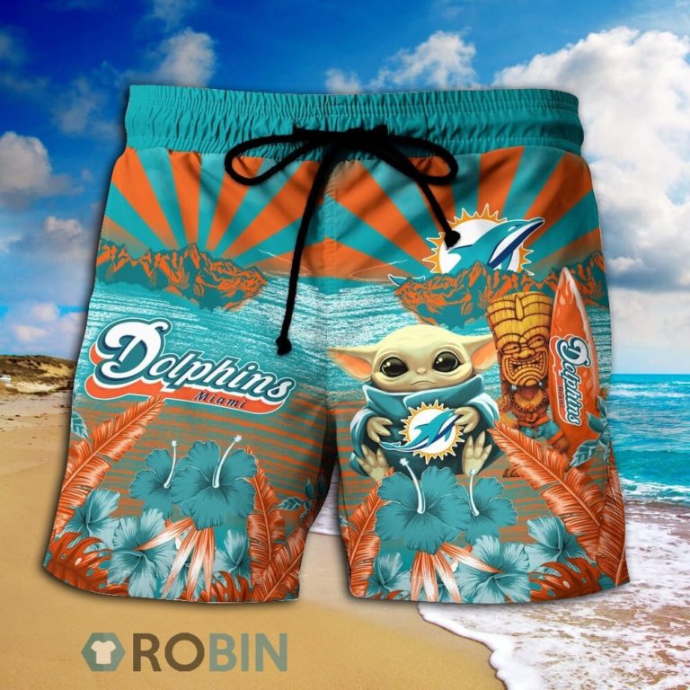 Baby Yoda Miami Dolphins Nfl Hawaiian Shirt And Shorts