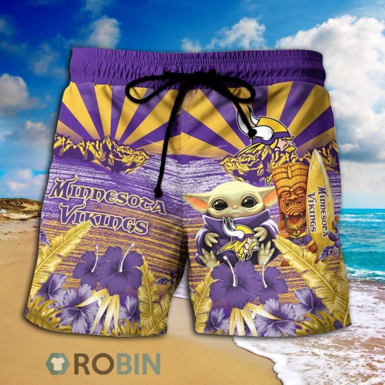 Baby Yoda Minnesota Vikings Nfl Hawaiian Shirt And Shorts