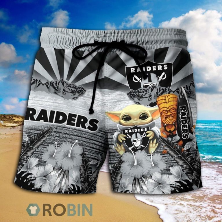 Baby Yoda Oakland Raiders Nfl Hawaiian Shirt And Shorts