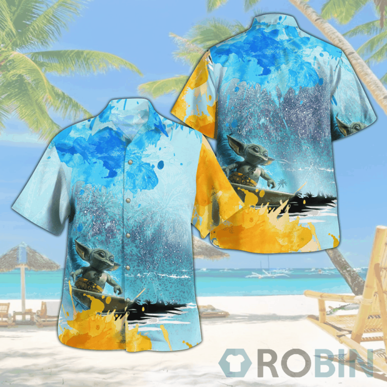 Baby Yoda Surfing Star Wars Hawaiian Shirts Beach Short