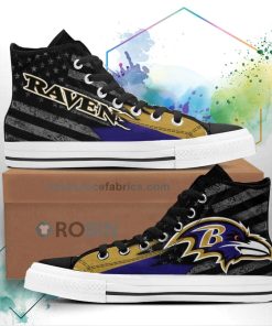 Baltimore Ravens High Top Shoes Custom American Flag Sneakers