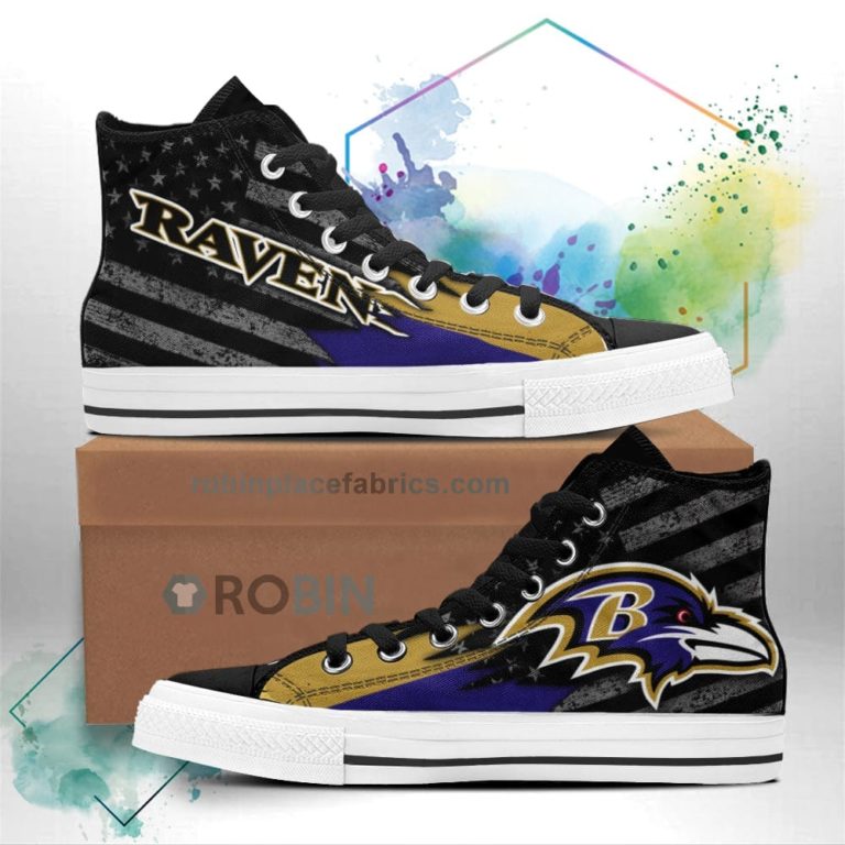 Baltimore Ravens High Top Shoes Custom American Flag Sneakers