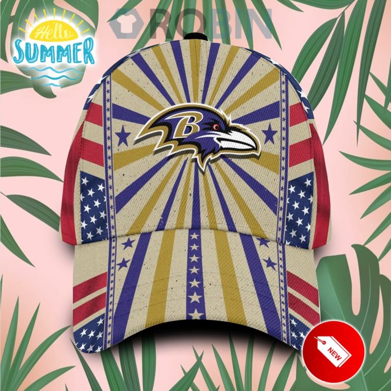 Baltimore Ravens Retro Vintage Design Hawaiian Summer Classic Baseball Cap Hat