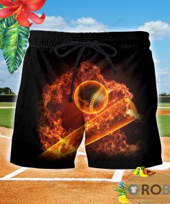Baseball Fire Player Hawaiian Shirt & Shorts