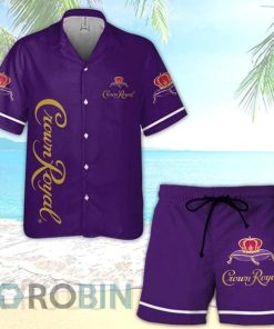 Basic Printed Crown Royal Button Shirt And Shorts Set