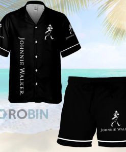 Basic Printed Johnnie Walker Button Shirt And Shorts Set