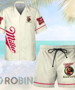 Basic Printed Miller High Life Button Shirt And Shorts Set
