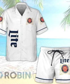Basic Printed Miller Lite Button Shirt And Shorts Set