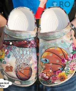Basketball Personalized Floral Crocs Crocband Clog