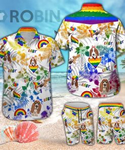 Basset Hound LGBT Hawaiian Shirt & Shorts Set