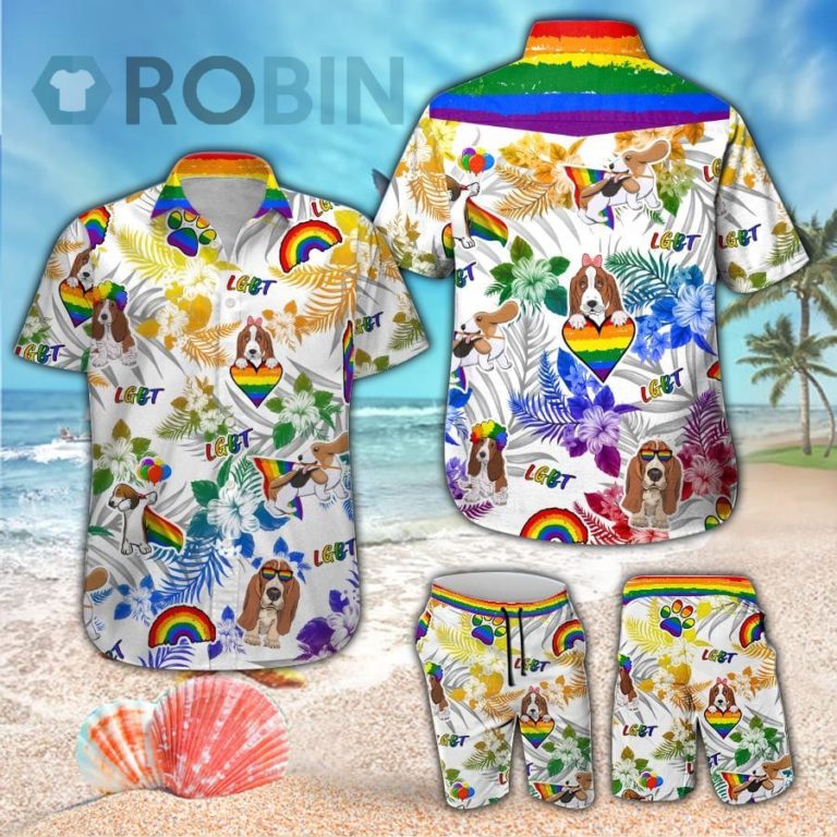 Basset Hound LGBT Hawaiian Shirt & Shorts Set