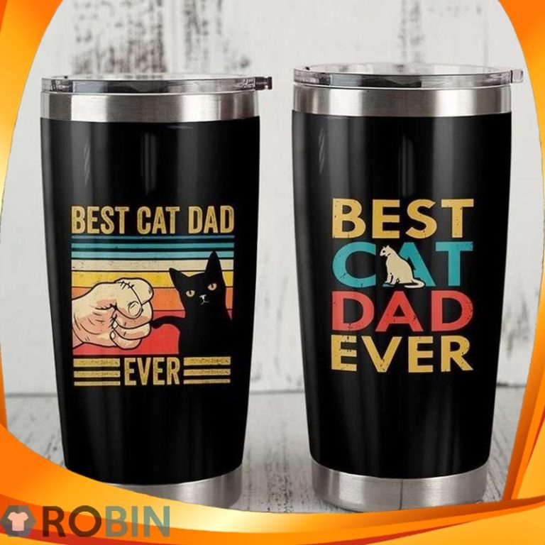 Best Cat Dad Ever Vintage Black Cat Tumbler
