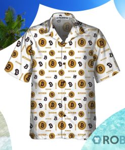 Bitcoin Seamless Pattern In White Background Hawaiian Shirt