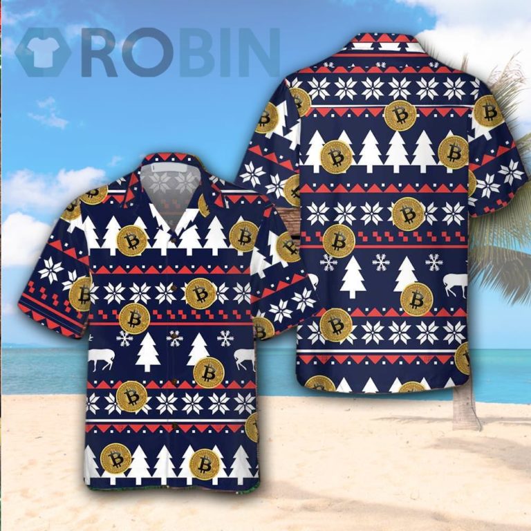 Bitcoin Ugly Christmas Pattern Hawaiian Shirt