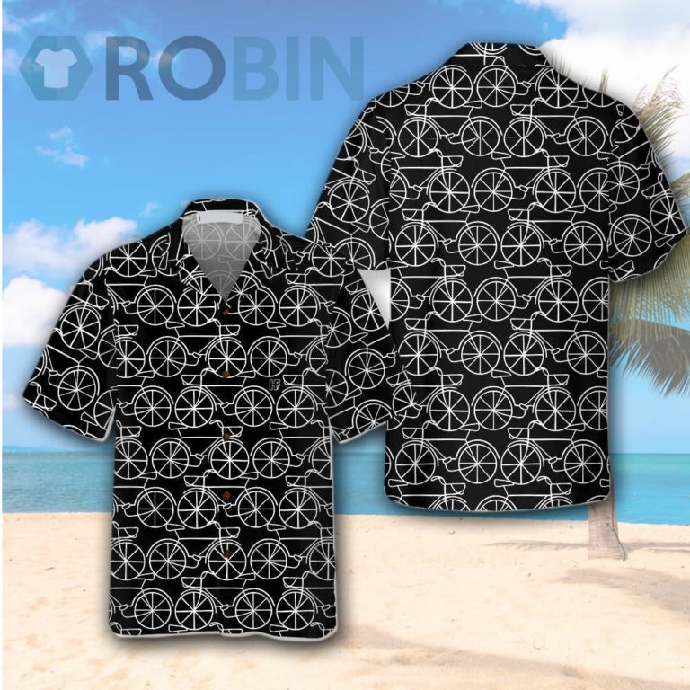Black And White Bicycle Seamless Pattern Cycling Hawaiian Shirt