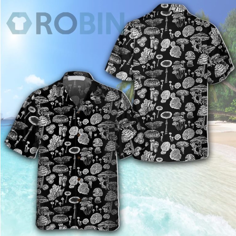 Black And White Mushroom Hawaiian Shirt