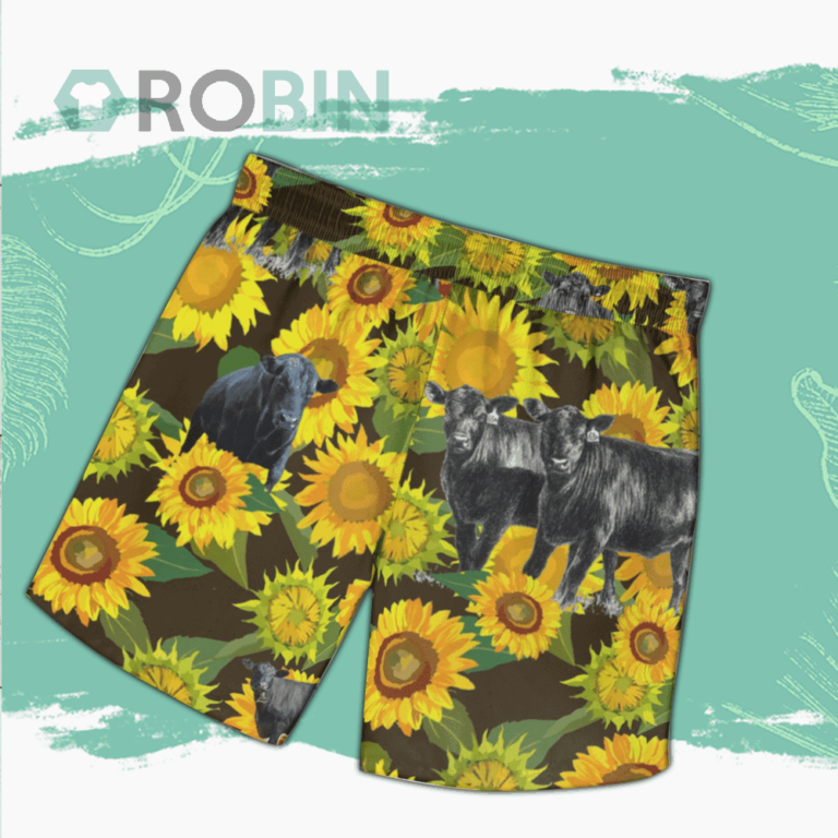Black Angus Cattle Loves Hawaiian Shirts Beach Short