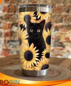 Black Cat And Sunflower Tumbler