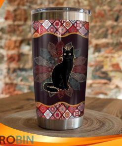 Black Cat Bandala Pattern Tumbler