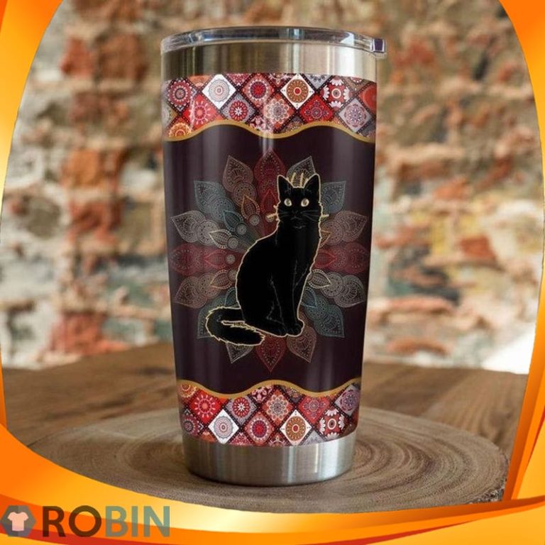 Black Cat Bandala Pattern Tumbler