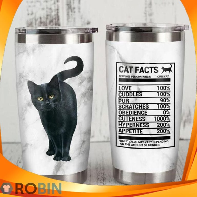 Black Cat Facts Love Cussles Pur Appetite Tumbler