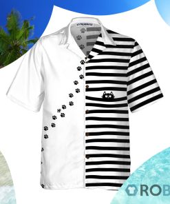 Black Cat Paw Print Hawaiian Shirt