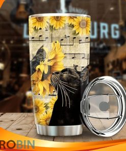 Black Cat Sunflower And Music Note Tumbler Black Cat Sunflower And Music Note Tumbler