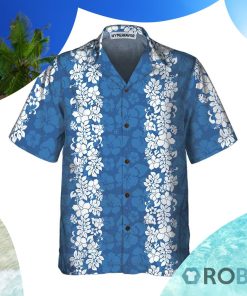 Blue Hibiscus Pattern Hawaiian Shirt