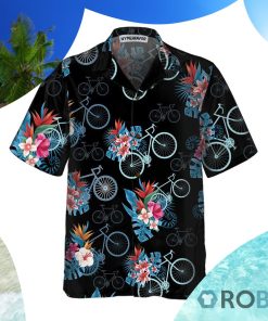 Blue Tropical Leaves Cycling Hawaiian Shirt