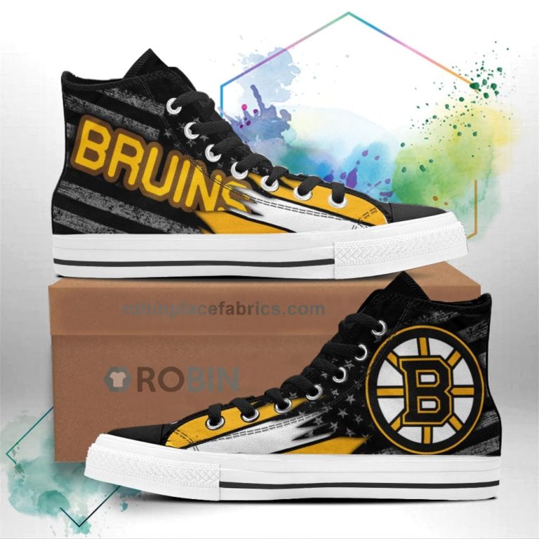Boston Bruins High Top Shoes Custom American Flag Sneakers