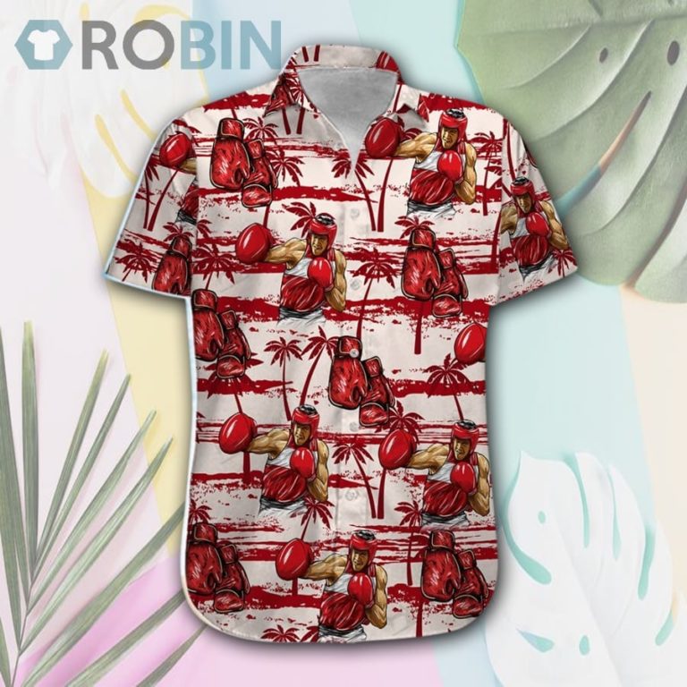 Boxing Red Palm Tree Hawaii Shirt & Shorts