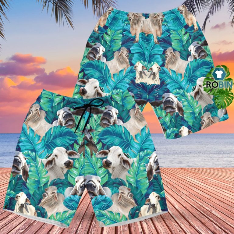 Brahman Cattle Shorts Brahman Cattle Lovers Hawaiian Shorts