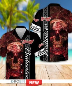 budweiser beer skull hawaiian shirt