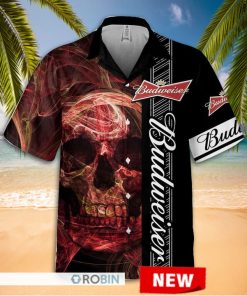 Budweiser Beer Smoke Skull Hawaiian Shirt