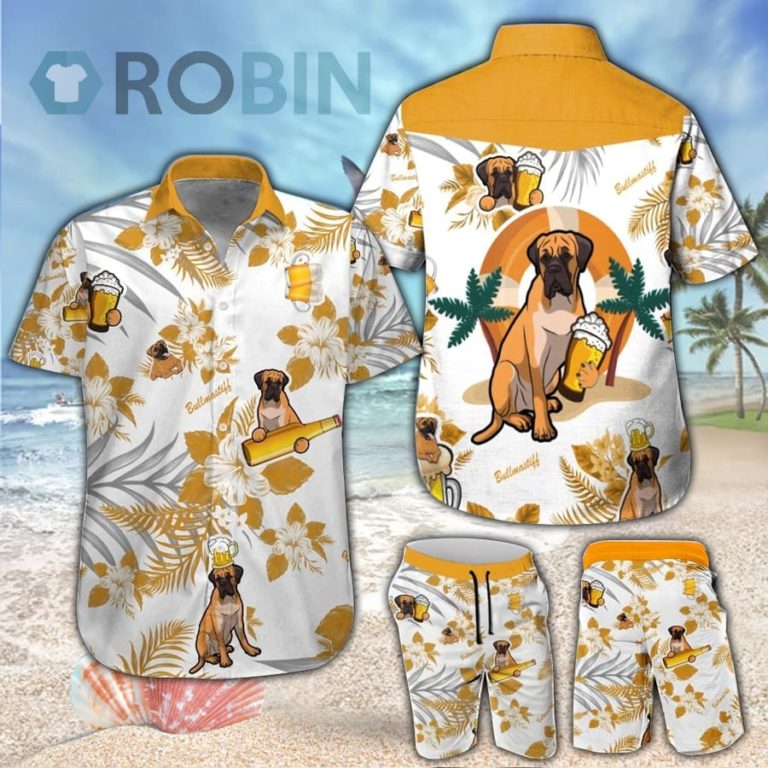 Bullmastiff & Beer Hawaiian Shirt & Shorts Set