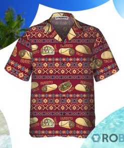 Burgundy Taco Mexican Folk Taco Hawaiian Shirt