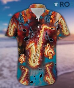 Burning Melodies Of Saxophone Hawaiian Shirt Burning Melodies Of Saxophone Hawaiian Shirt
